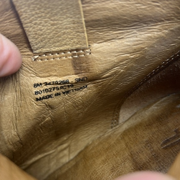 Frye Sz 8 Amado Wedge Zip Bootie Antiqued Tan Leather - Picture 10 of 12